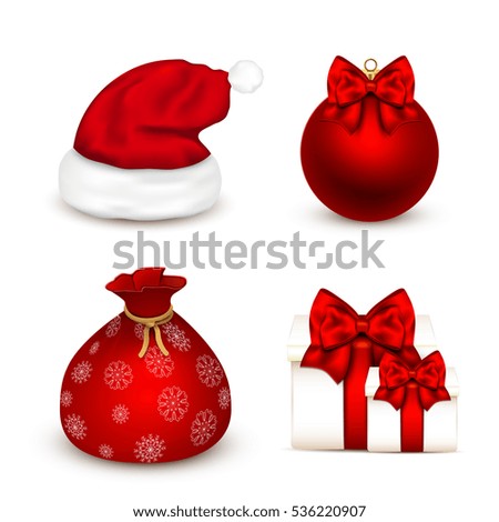 Set of realistic Christmas objects.