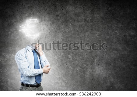Faceless businessman with euro sign instead of head