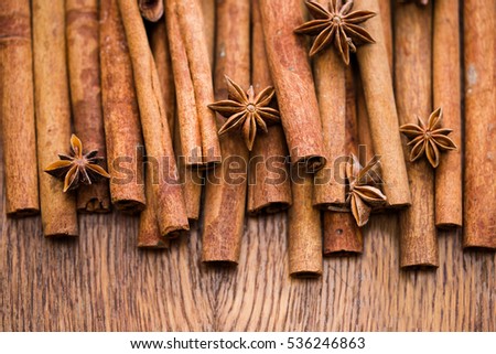 Star anise and cinnamon photography, macro photography
