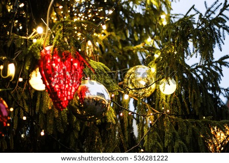 Christmas tree with red and yellow balls