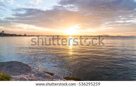 The atmosphere during sunset from public park of sriracha, chonburi province