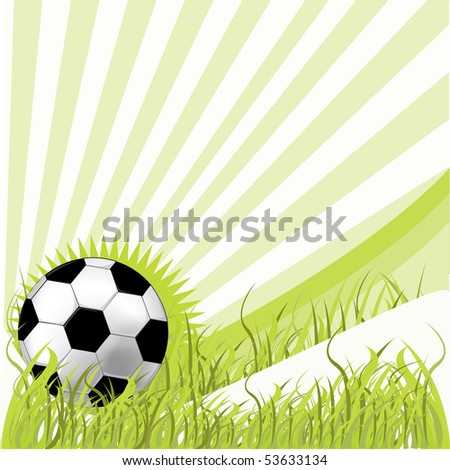 Soccer ball on green grass - vector illustration