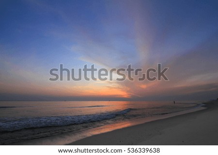 Colorful sky and the sea reflected in morning time before sunrise