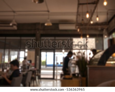 Blurred image of coffee shop for background purpose