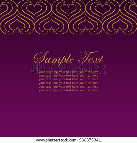 Vector seamless background with ornament . Gold lace on purple background. It can be used for decorating of invitations,cards,cover for book,notebook.Vector illustration in asian and east style.
