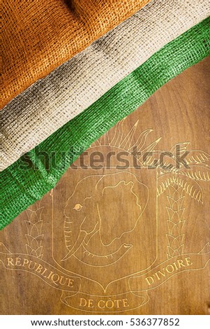 State symbols and the flag of the Ivory Coast.