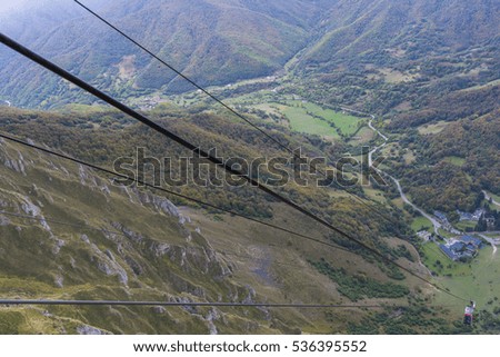 Cableway of Picos de Europa Mountains in Fuente De (Cantabria, Spain).