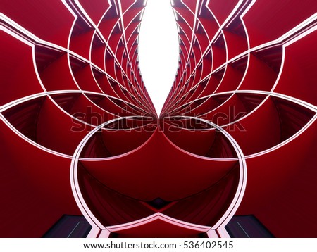Reworked photo of cellular structure. Curvilinear grid background. Flower / nature motif in modern architecture. Decoration of building exterior or interior. Royalty-Free Stock Photo #536402545