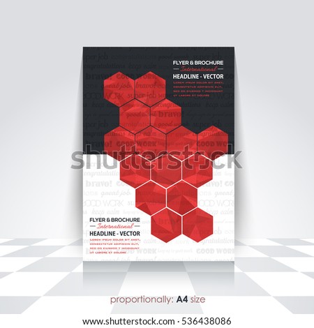 Low Poly Brochure, A4 Flyer Document and Vector Background. Corporate Leaflet, Textbook Cover Design. Image Add Feature Print Ready Business Pamphlet or Polygonal Booklet Template