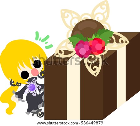 A cute little girl and the chocolate present box