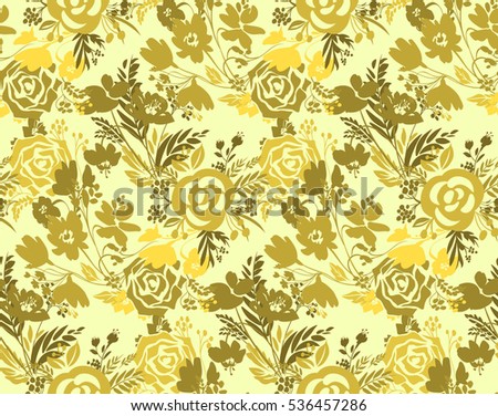 Vector floral seamless pattern. Botanical background. Flowers repeat design. Cute composition with abstract blooming elements. Flower template for fabric, textile, wrapping paper, prints, cover