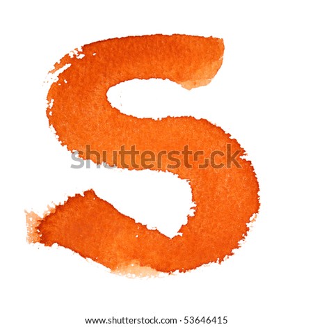 S - Watercolor letters isolated over the white background
