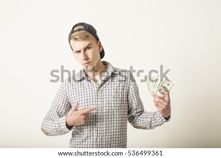 Man is satisfied with money he has and he is thinking seriously how to spend them in better way