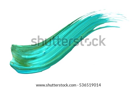 Blue watercolor paint stain isolated on white background. Dynamic Brush Stroke. Art Abstract Space for Text Royalty-Free Stock Photo #536519014