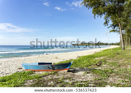 Broken small boat at beach in Simpang Mengayau, Kudat Sabah. December 2016