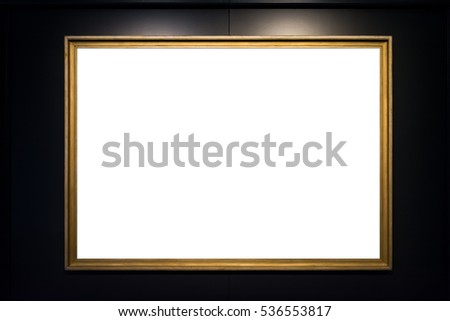 Art Museum Frame Vintage Ornate Painting Picture Blank Clipping Path Isolated Beautiful