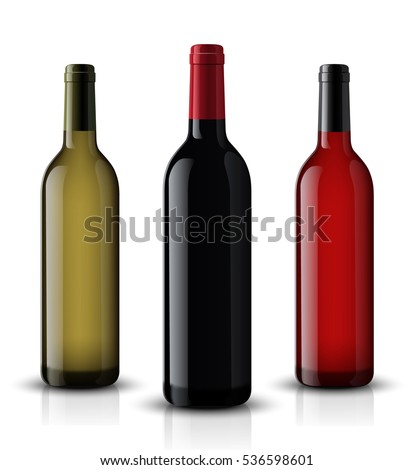 Vector, wine bottle, made in a realistic style. on a white background. It can serve as a layout for future design and Publicity of your product. Royalty-Free Stock Photo #536598601