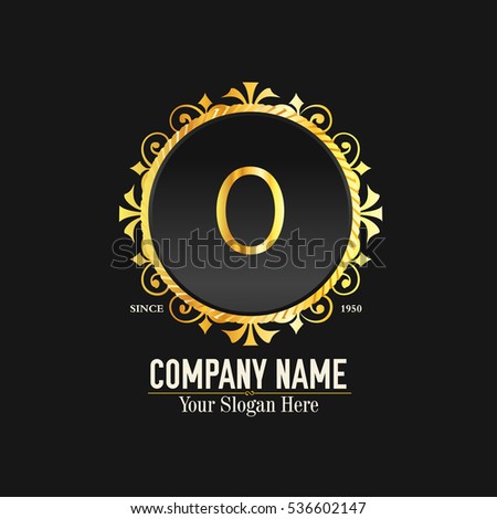 O Letter logo, Golden Monogram design elements, line art logo. Beautiful Boutique Logo Designs, Business sign, Restaurant, Royalty, Cafe, Hotel, Heraldic, Jewelry, Fashion, Wine. Vector illustration

