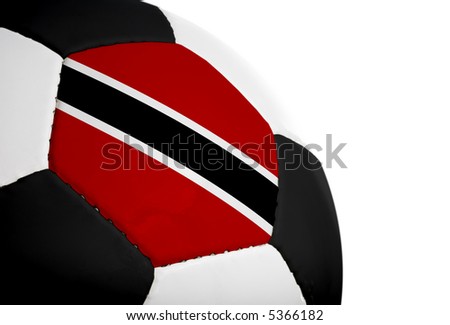 Trinidad and Tobagan flag painted/projected onto a football/soccer ball.  Isolated on a white background.