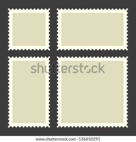 Blank Postage Stamps Set on Dark Background. Vector Royalty-Free Stock Photo #536650291