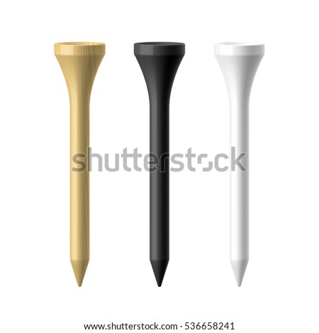 Wooden, black and white golf tees vector illustration Royalty-Free Stock Photo #536658241