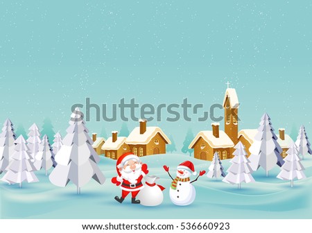 Merry Christmas Landscape background for web banner or Presentation. Vector illustration