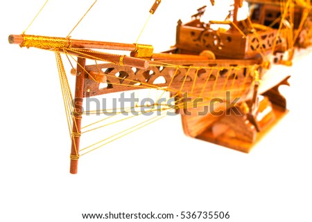 Brig gold Trading as close to the wind Greeting the wealthy have money, abundance, prosperity. isolated on white background. This has clipping path.