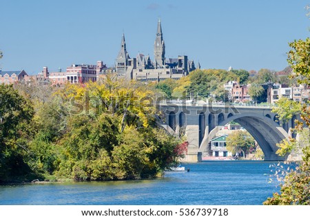 Washington DC - Georgetown and Key bridge in autumn
