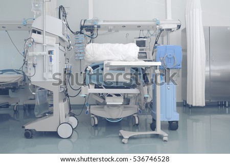 Complex of the modern equipment necessary for the care of the patient in hospital room
