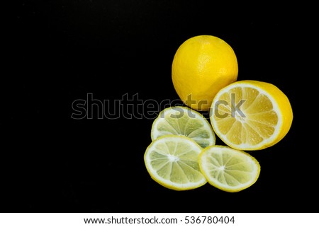 lemon on a black background
