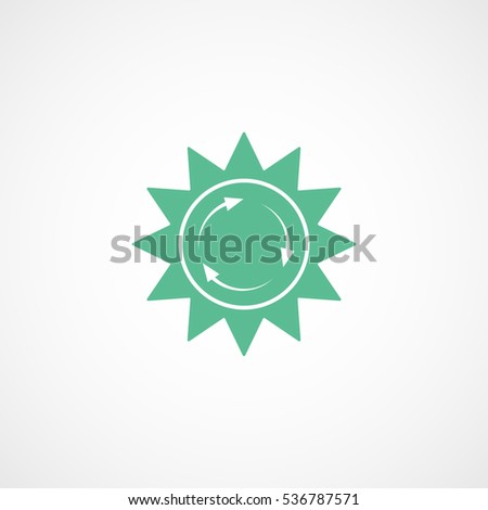 Ecology Recycle Sun Energy Green Flat Icon On White Background
