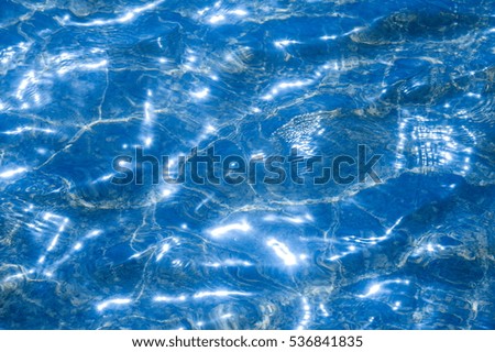 Texture background. The water in the pool is photographed in counter light. The glare from the sun on the waves