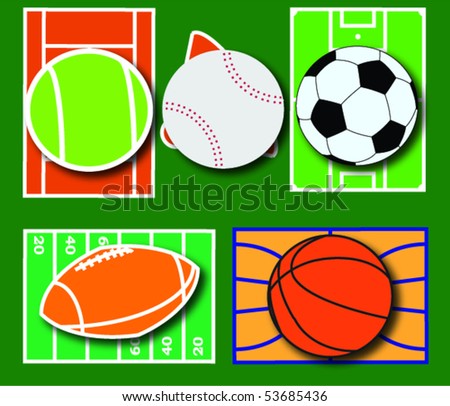Sport requisites. Sport balls and the fields.
