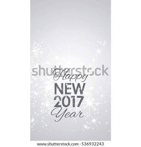 Happy New 2017 Year firework white grey vector