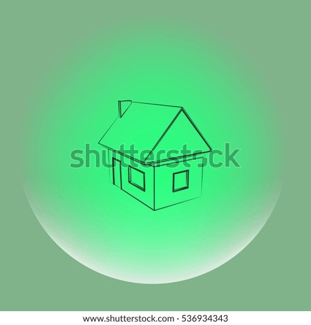 Flat paper cut style icon of house model vector illustration