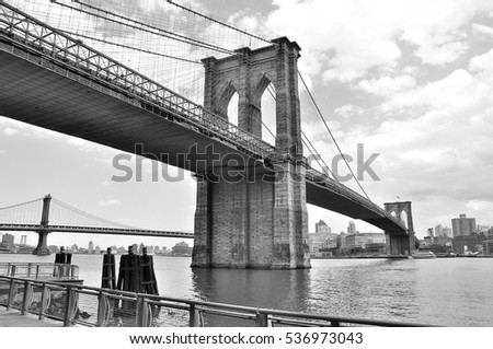 Monochromatic View of Brooklyn Bridge in New York City