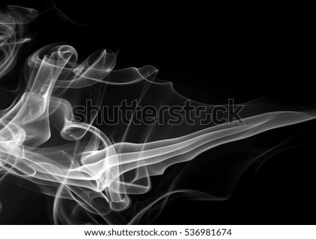 White smoke abstract on black background, darkness concept