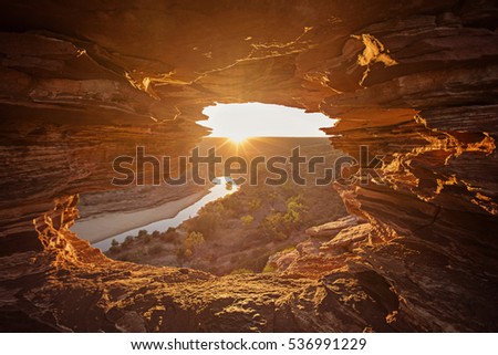 Nature's window in Kalbarri National Park, Western Australia Royalty-Free Stock Photo #536991229