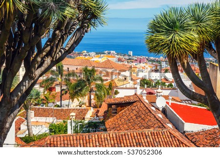 the historical center of La Orotava town, Tenerife Island, Spain Royalty-Free Stock Photo #537052306