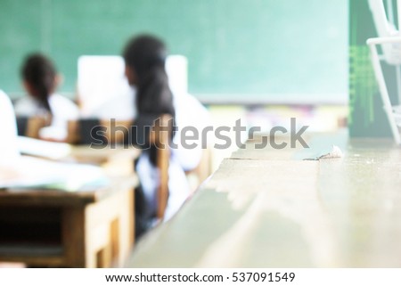 Wooden board empty table in front of blurred background wood, 
