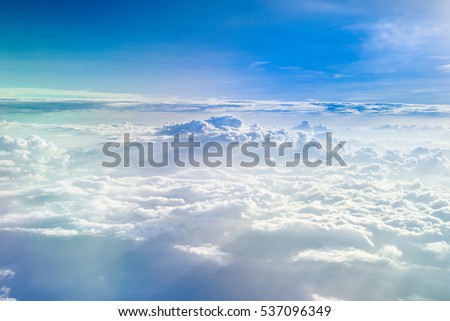 blue sky with cloud view out of airplane