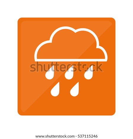 orange square with cloud and water drops  weather icon over white background. colorful design. vector illustration