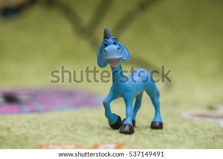 Blue happy toy donkey