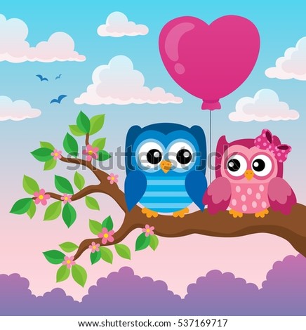 Valentine owls theme image 2 - eps10 vector illustration.