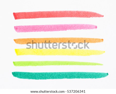 hand drawn colorful highlight stripes design elements brushes marker strokes Royalty-Free Stock Photo #537206341