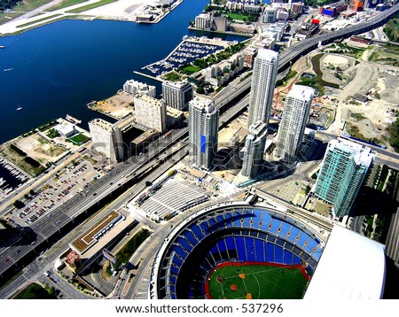 Ready for baseball event. Ariel view of Rogers center stadium. Royalty-Free Stock Photo #537296