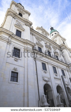 The Salzburg Cathedral, also known as Salzburger Dom during summer