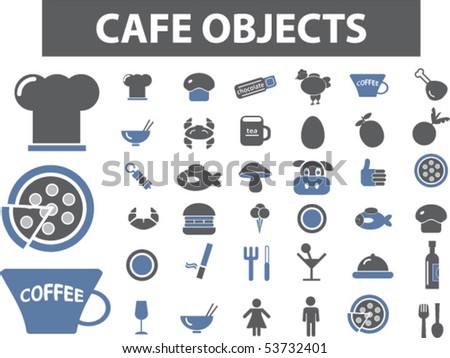 36 cafe objects. vector