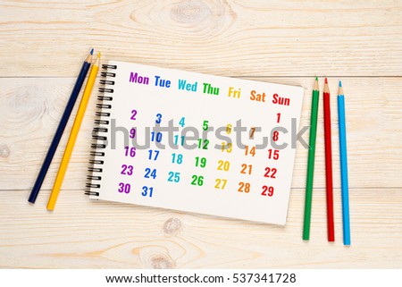 January 2017 rainbow calendar