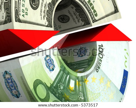 Currency exchange. Euro. Dollar. 3d
